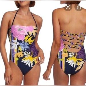 Trina Turk Bal Harbour Bandeau One-Piece Swimsuit - Size 8